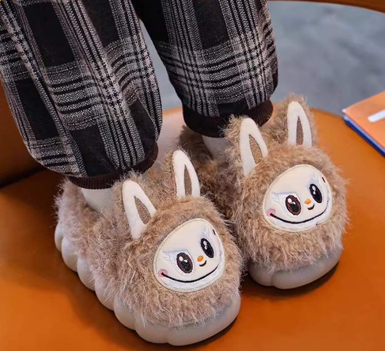 Cute Monster Plush House Slippers – Cozy Fuzzy Indoor Slippers