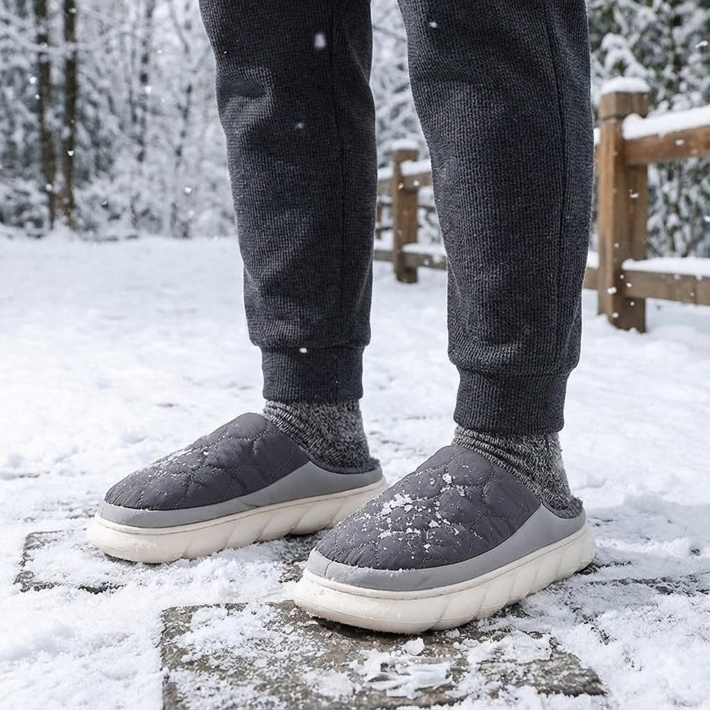 Men’s Winter Warm Slippers – Waterproof Fleece Lined House Mules