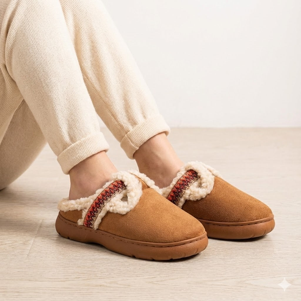 Fuzzy Slip-On House Slippers – Cozy Fleece-Lined Indoor Shoes