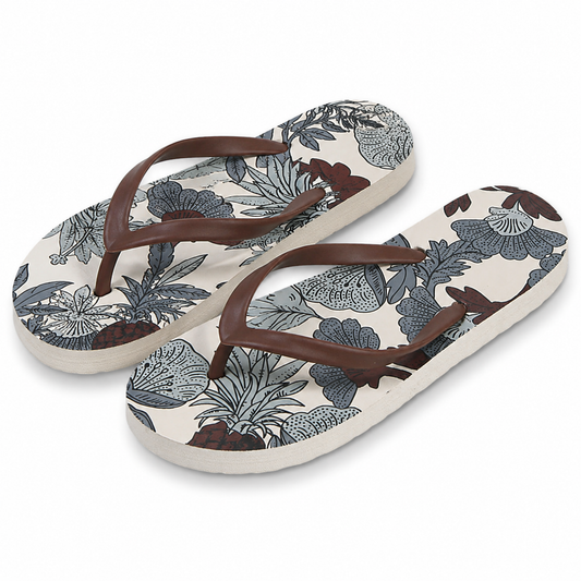 Brown Floral Flip Flops – Women’s Summer Sandals