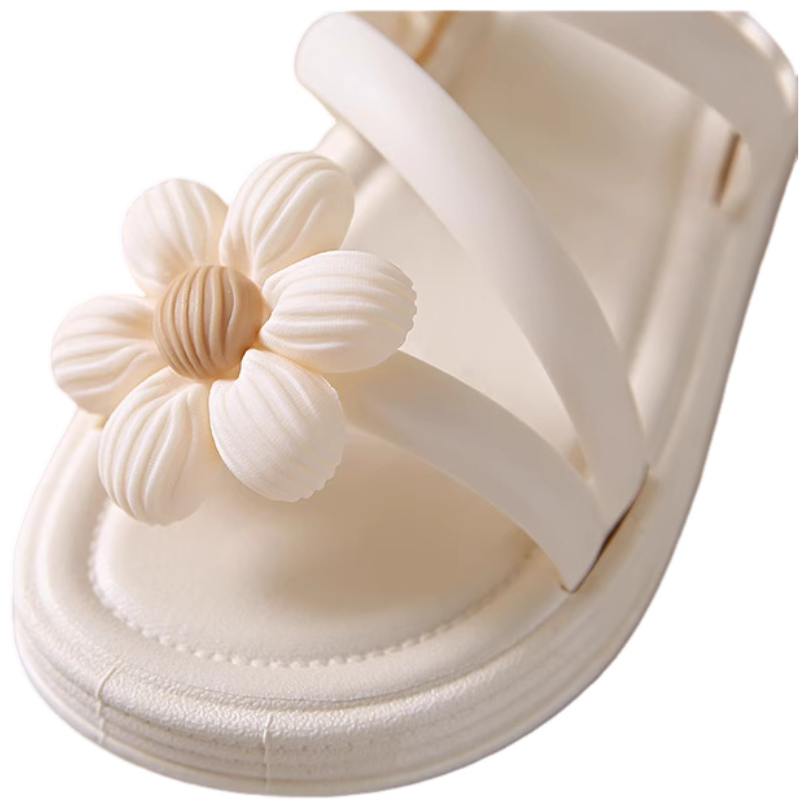 Women’s Flower Platform Slide Sandals – Comfortable Casual Summer Shoes