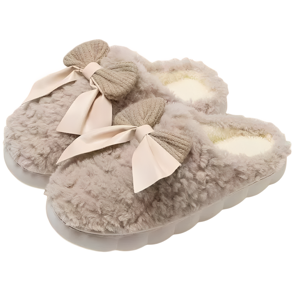 Cozy Plush Bow House Slippers