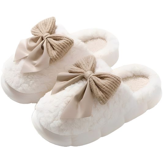 Cozy Plush Bow House Slippers