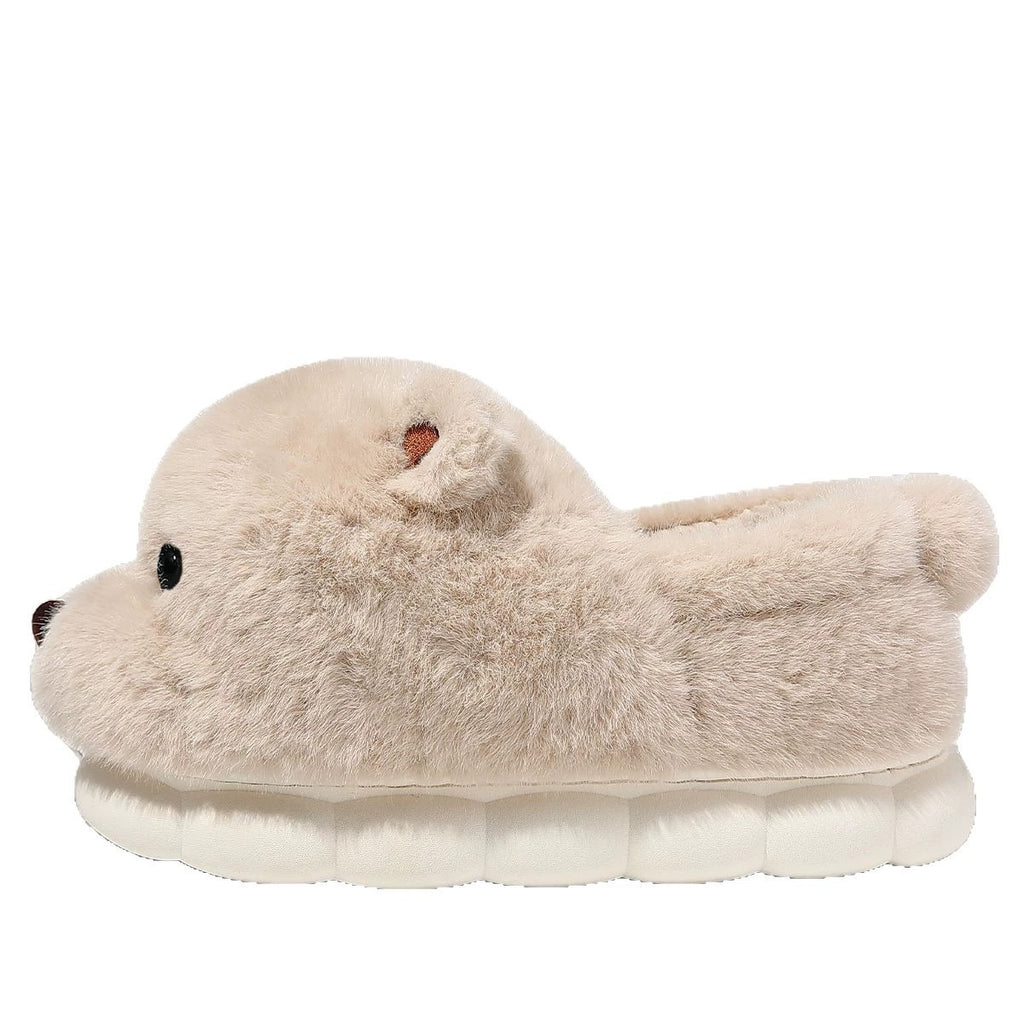Cute Bear Plush House Slippers – Cozy Fuzzy Indoor Shoes
