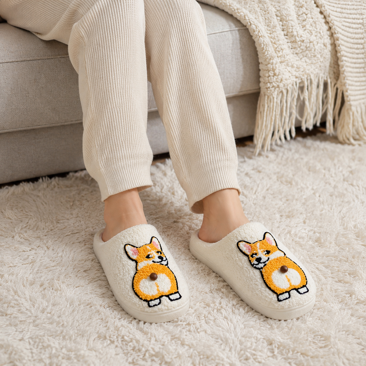Cute Animal Plush House Slippers – Cozy Fuzzy Indoor Slippers