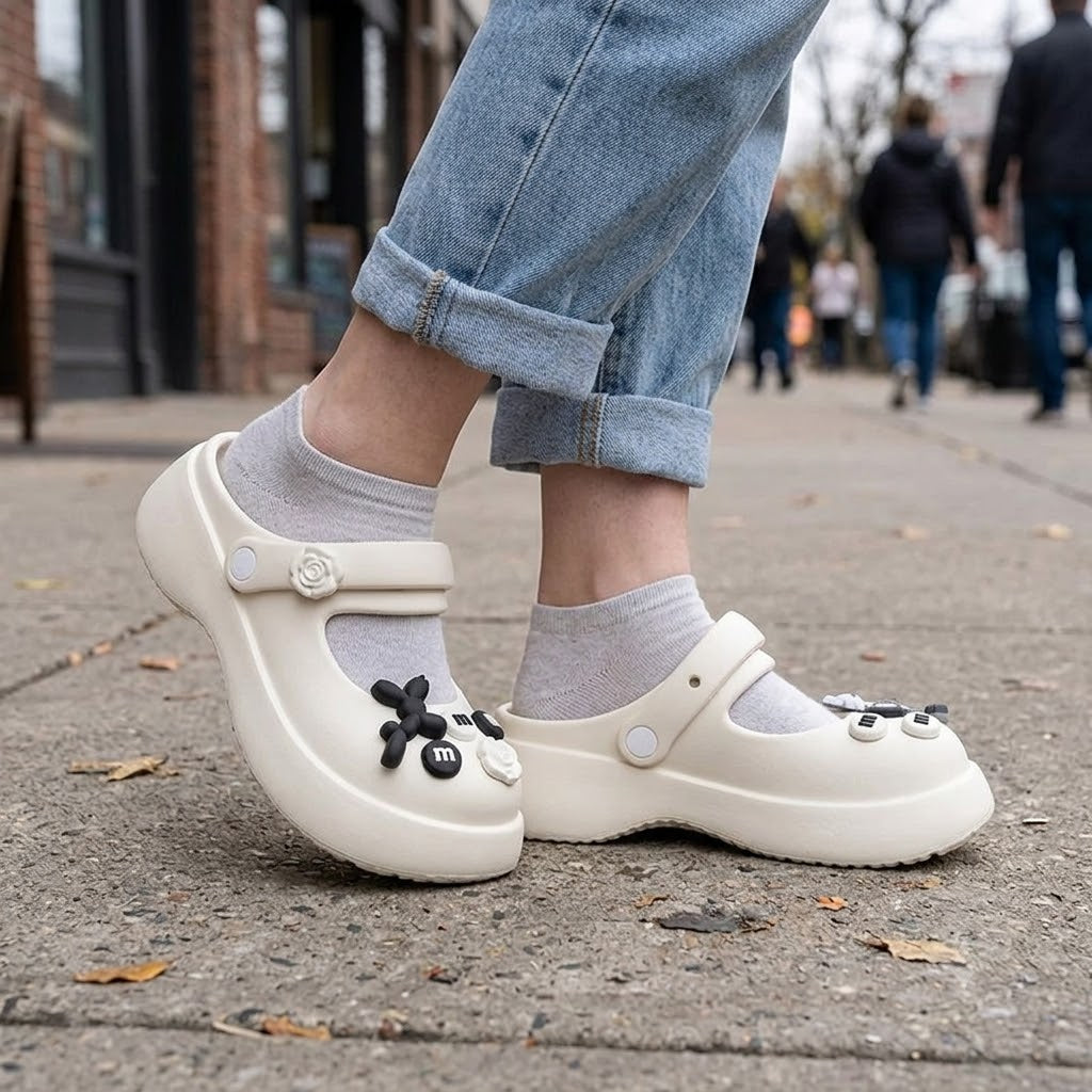 Mary Jane EVA Clogs with Character Charms – Cute Lightweight Slip-On Shoes for Women & Girls