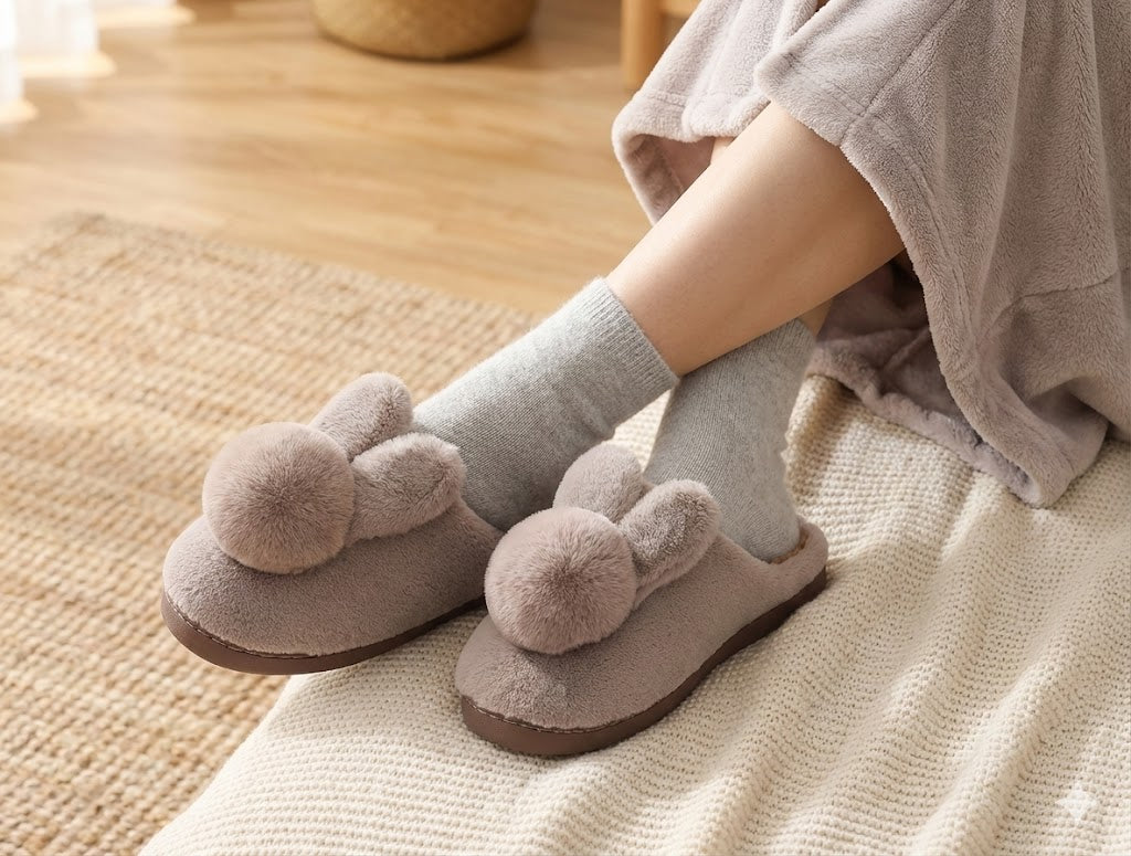 Adorable Bunny Plush Slippers – Cozy Rabbit House Shoes for Women