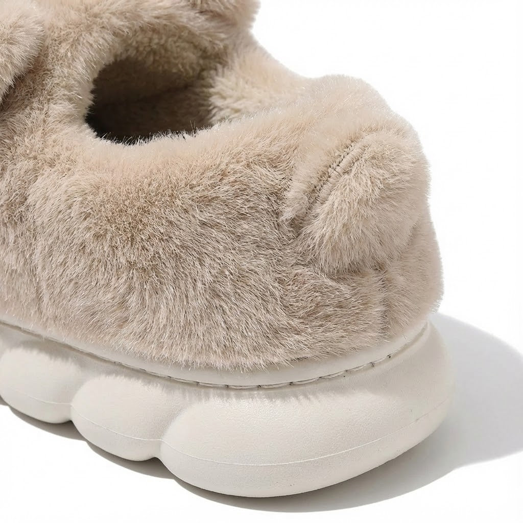 Cute Bear Plush House Slippers – Cozy Fuzzy Indoor Shoes